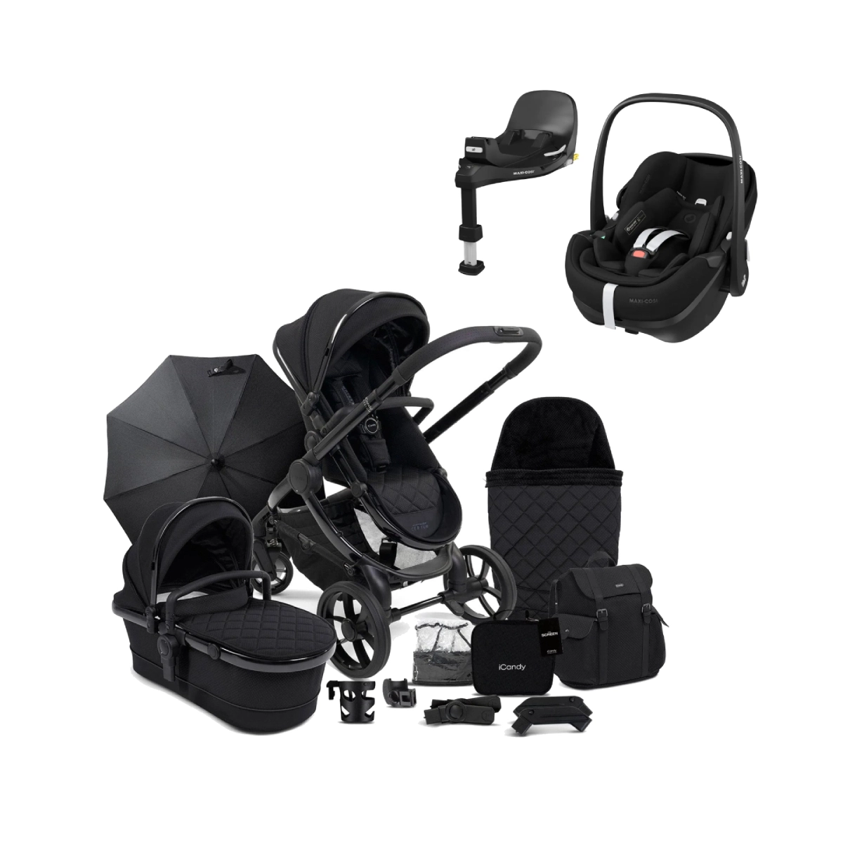 iCandy Peach 7 Designer Collection Bundle with Maxi Cosi Pebble 360 Pro Car Seat FamilyFix 360 Pro Base