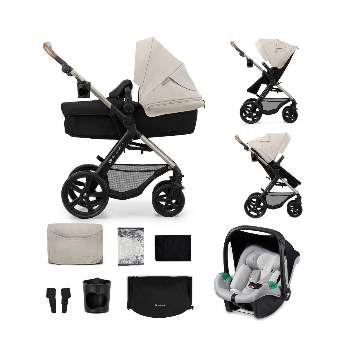 Kinderkraft Moov 2 3in1 Travel System With Mink Pro Car Seat