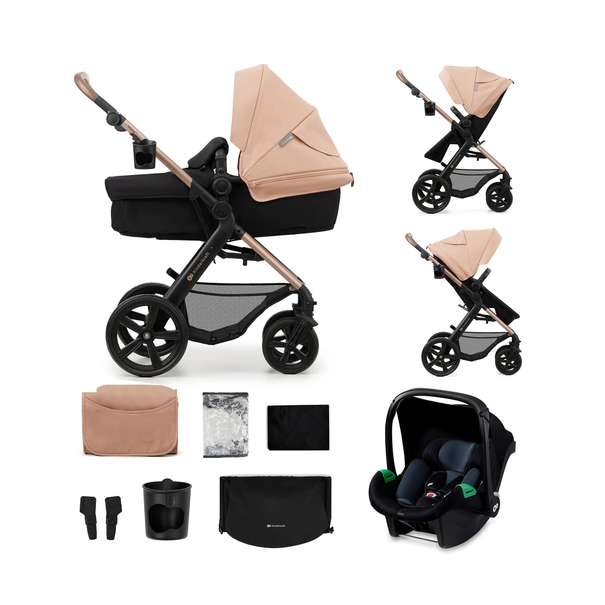 Kinderkraft Moov 2 3in1 Travel System With Mink Pro Car Seat