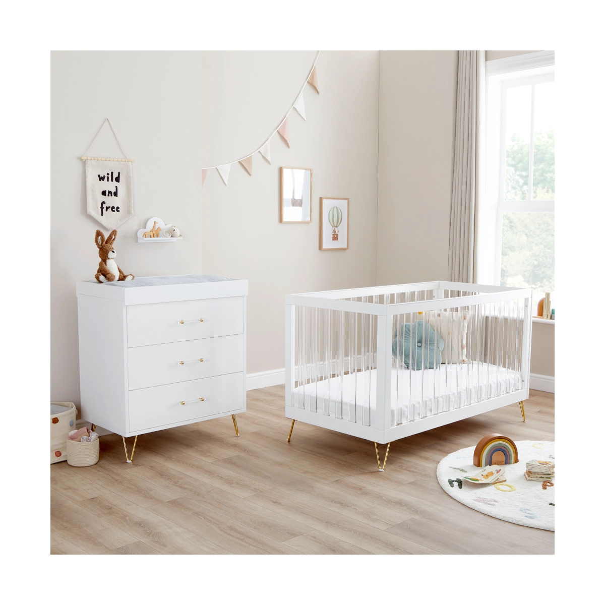 Babymore Kimi XL Acrylic 2 Piece Nursery Room Set