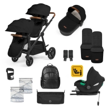 Ickle Bubba Virgo Growing Family 14 Piece Travel System with Cirrus i-Size Car Seat & Isofix Base - Black/Black/Tan