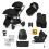 Ickle Bubba Libra Growing Family 14 Piece Travel System with Cirrus i-Size Car Seat & ISOFIX Base - Black/Black/Tan