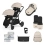 Ickle Bubba Libra Growing Family 14 Piece Travel System with Cirrus i-Size Car Seat & Isofix Base - Black/Black/Tan