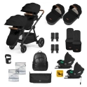 Ickle Bubba Libra Growing Family 18 Piece Travel System with Cirrus i-Size Car Seat & Isofix Base - Black/Black/Tan