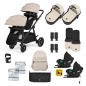 Ickle Bubba Libra Growing Family 18 Piece Travel System with Cirrus i-Size Car Seat & Isofix Base - Black/Stone/Tan