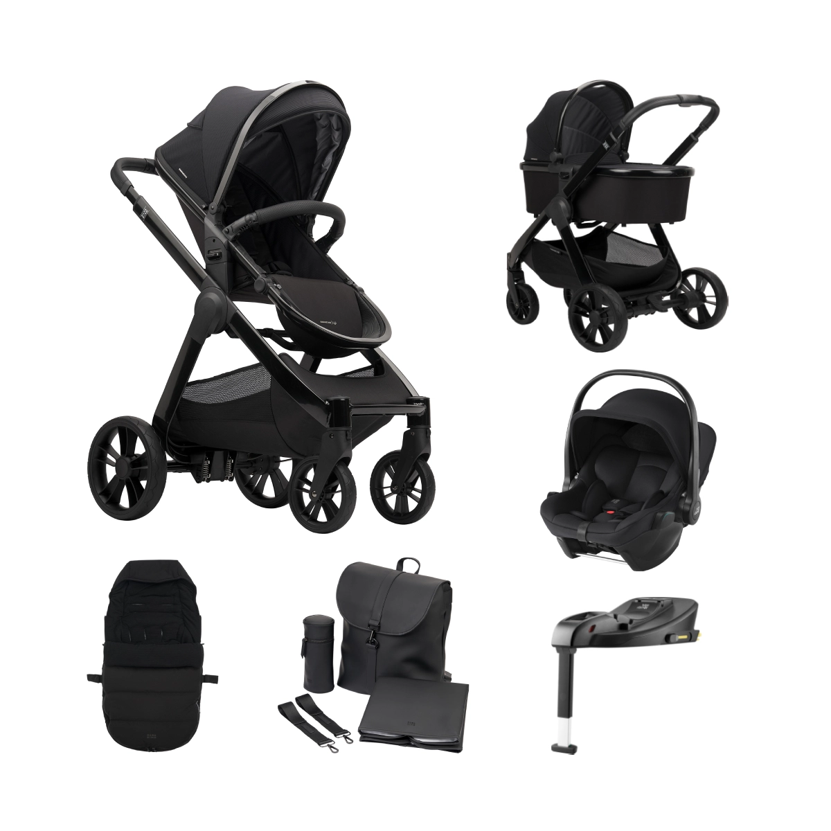 BabaBing Raffi 11 Piece Travel System Bundle with Britax Roemer BABY-SAFE CORE Car Seat