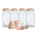 Pippeta Pack of 4 Milk/Food Storage Bottles, Teats & Lids - Ash Rose