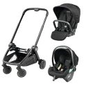 Peg Perego City Loop Chassis, Seat Unit & Primo Viaggio Car Seat Bundle - True Black