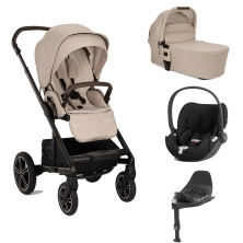 Nuna Mixx Next (Cybex Cloud T) Travel System Bundle + I-Size Base - Biscotti (New 2024)