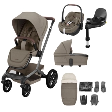 Maxi Cosi Fame 10 Piece Premium Travel System - Twillic Truffle (Black Wheels)