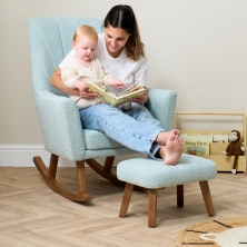 Tutti Bambini Jonah LUXE Rocking Chair and Footstool Set - Boucle Ocean Stone