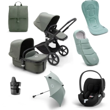 Bugaboo Fox 5 (Cloud T) Ultimate Pushchair Bundle - Black/Forest Green