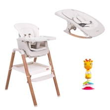 Tutti Bambini 2in1 Nova Highchair/Rocker Bundle - Ecru/Scandinavian Walnut + FREE Suction Toy Worth £14.99!