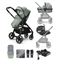 miniuno TouraGo Travel System with Lie Flat i-Size Carseat & Isofix Base - Shamrock