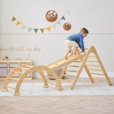 Tutti Bambini Scala Montessori 3in1 Pikler Climbing Frame with Climbing Wall - Natural