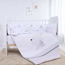 Lorelli Ranforce 5 Piece Bedding Set with Cot Bumper – Little Rabbit Grey