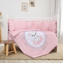 Lorelli Ranforce 5 Piece Bedding Set with Cot Bumper – Little Bear Pink